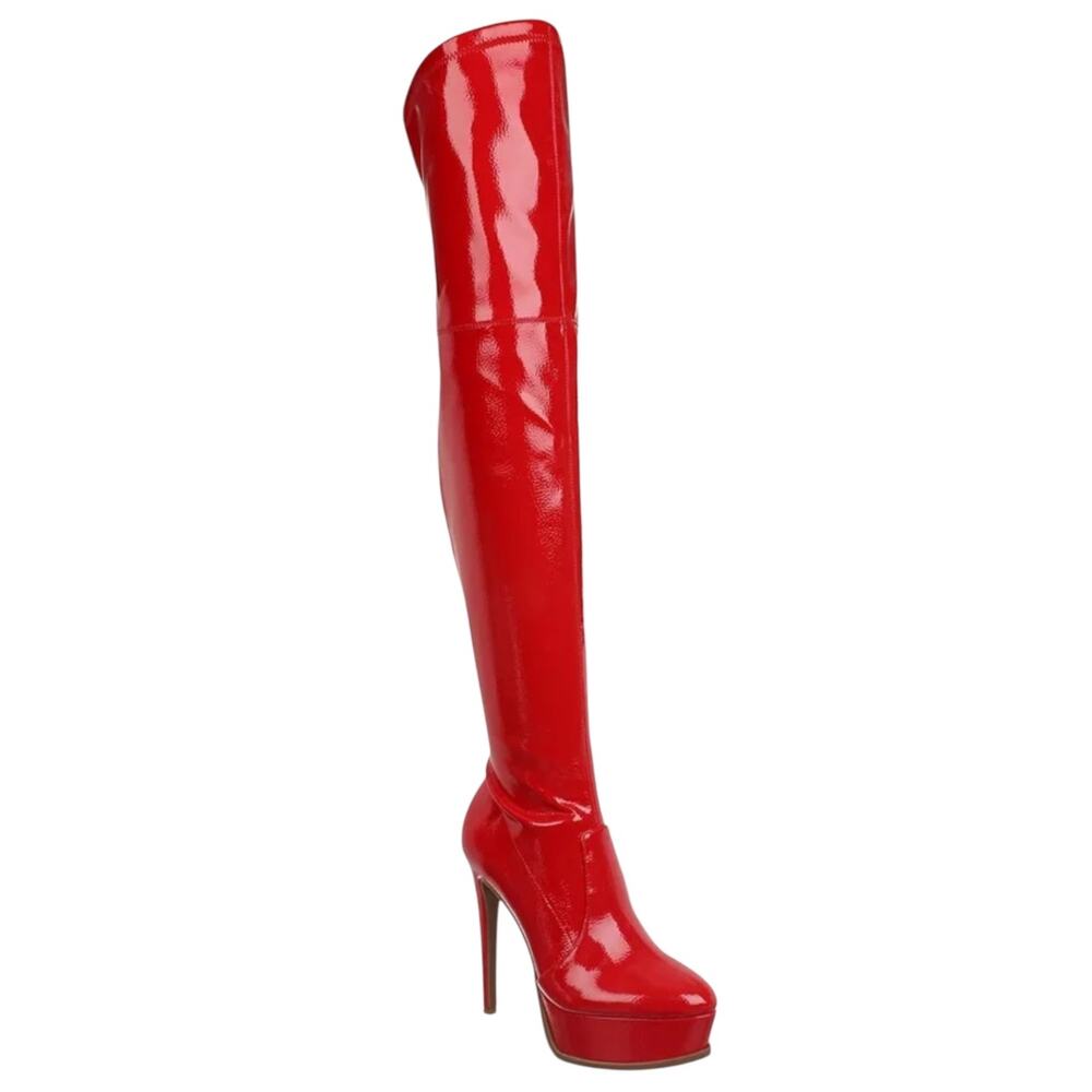 Thalia Sodi Women's Silena Over The Knee Stretch Platform Boots Red Size 8